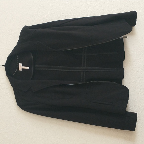Laundry by Shelli Segal Black Zip Blazer Jacket Size 2 - Picture 2 of 5